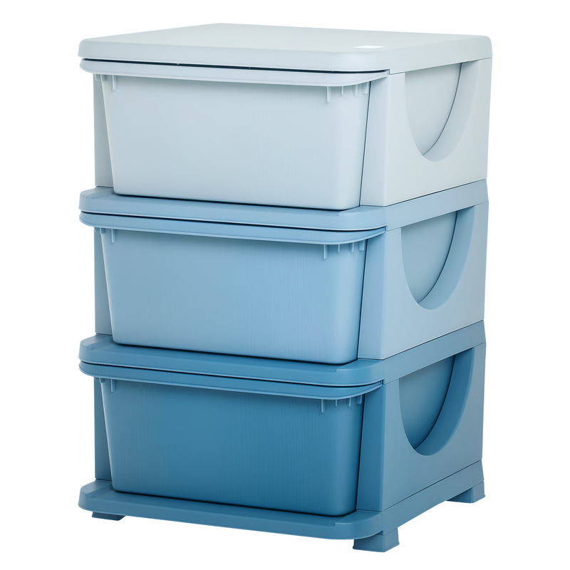 Kids Toys Drawers - Qaba 3 Tier Kids Storage Unit,