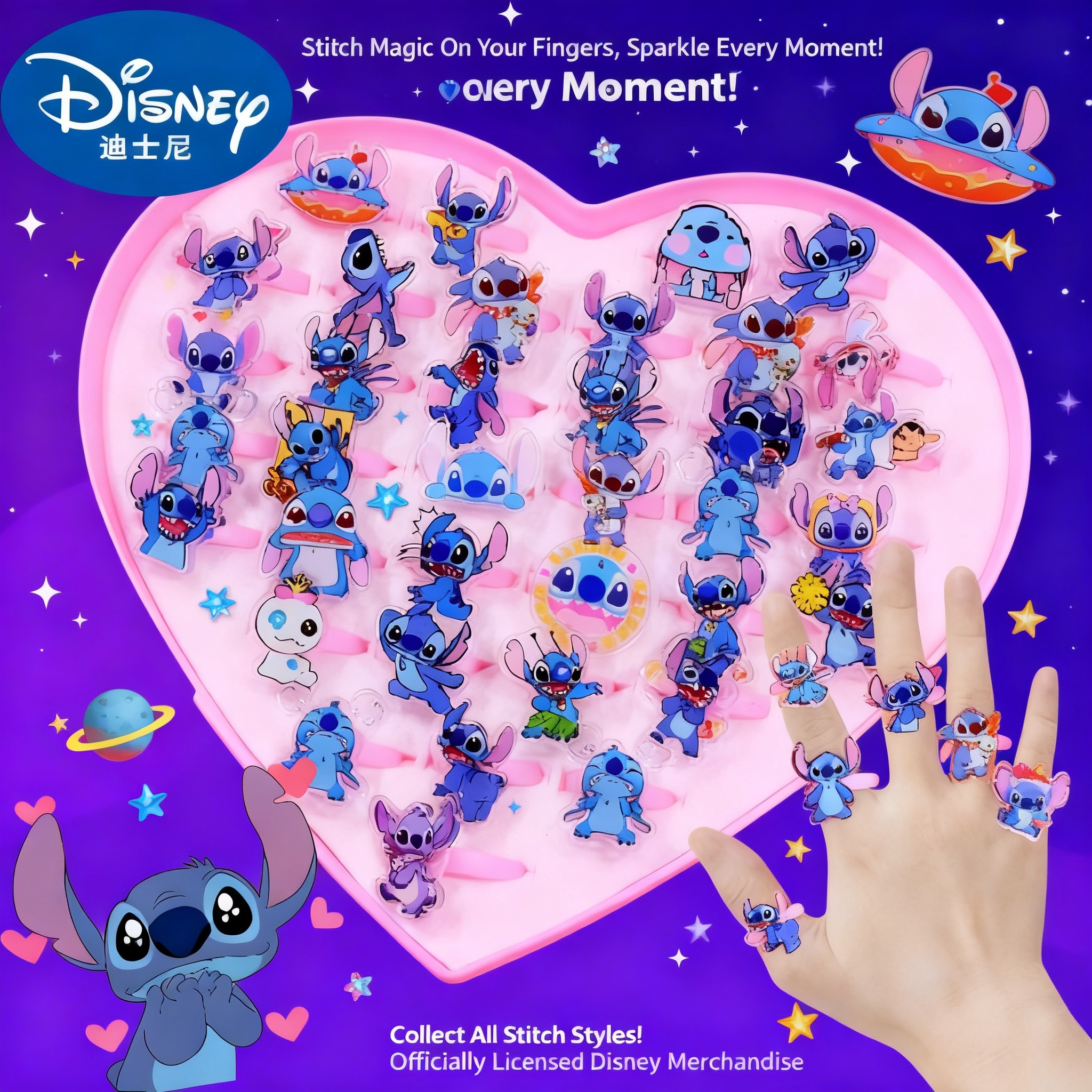 Kids Toys Return Gift - Stitch Acrylic Ring 10/20pcs Kawaii Lilo