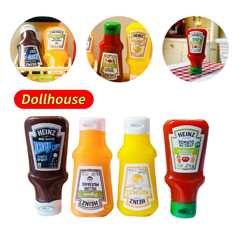 Kids Toys Return Gift - 4Pcs Dollhouse Miniature Strawberry Sauce Jam