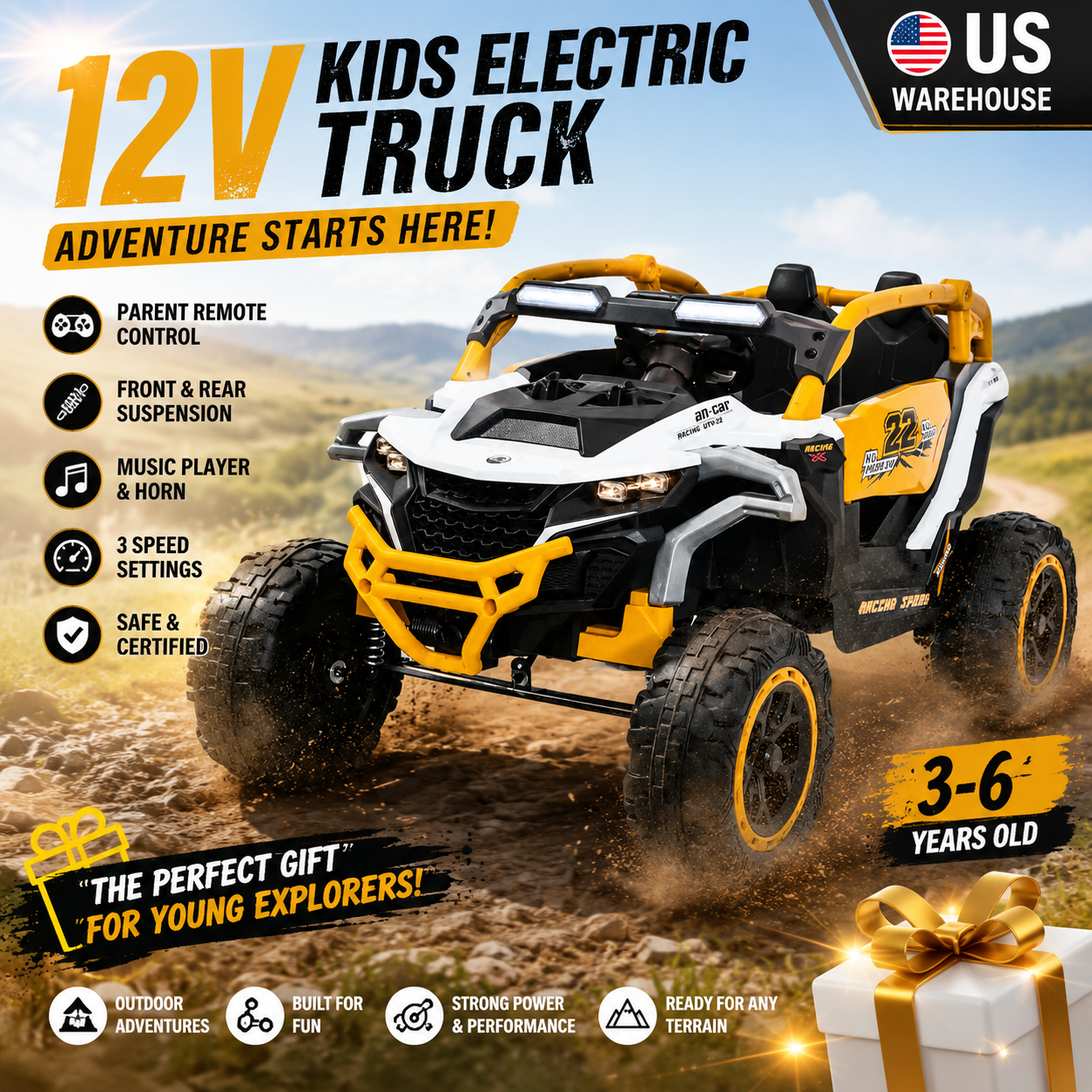 Kids Toys Electric Car - 12V Kids Electric Truck Ride on