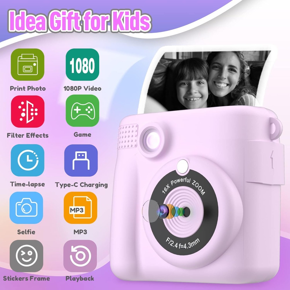 Instant Print Camera for Kids, - Toys For Kids Video recensione e prezzo