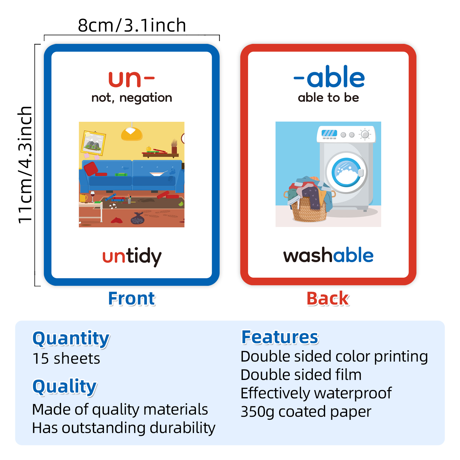 15pcs Double-Sided Prefixes an - Educational Flash Card recensione e prezzo