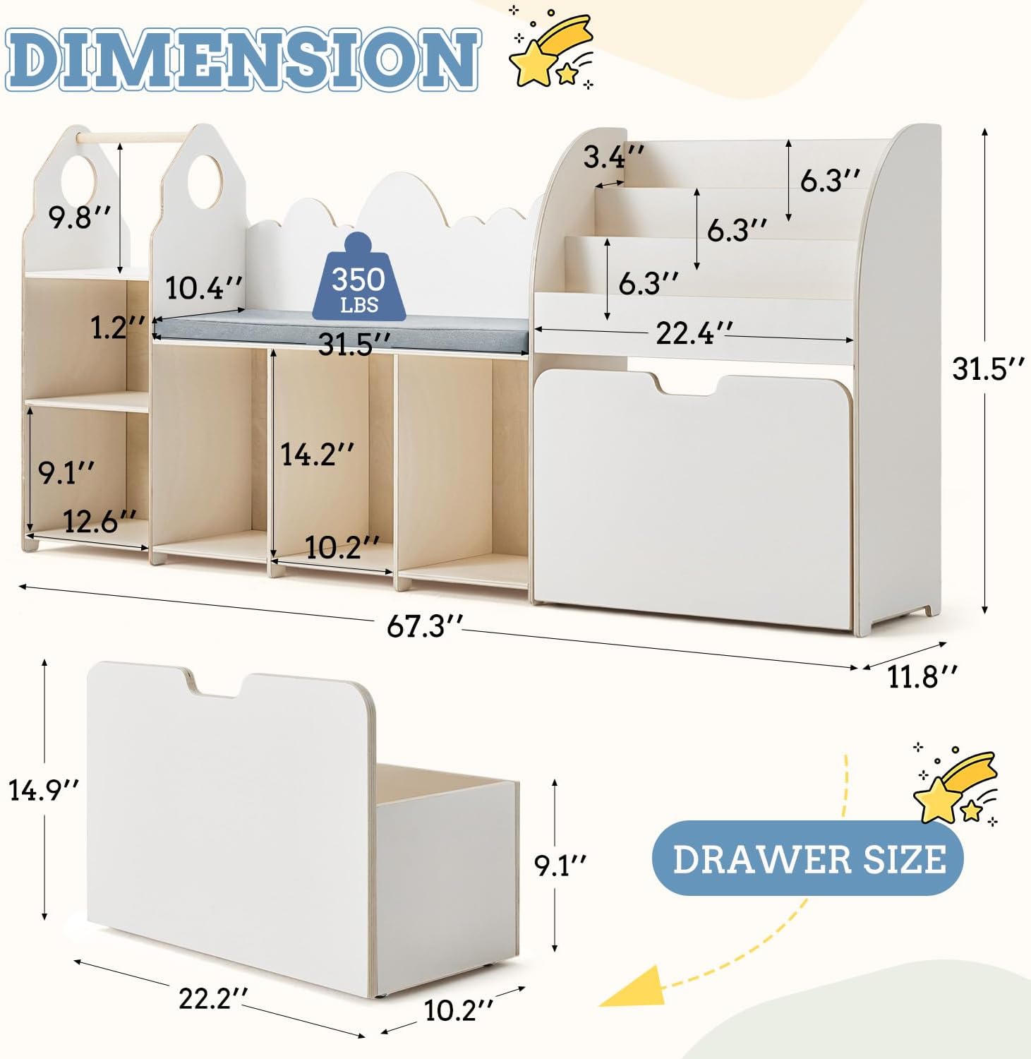 Kids Reading Nook With Bench C - Kids Toys Drawers recensione e prezzo