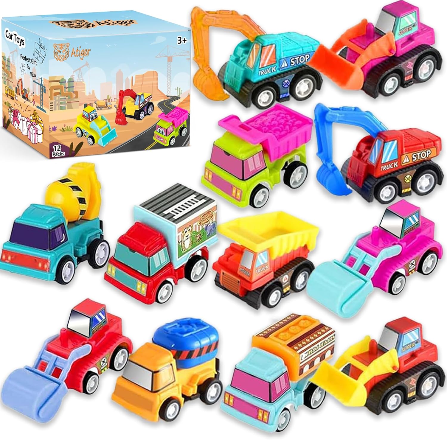 12pcs Pull Back Cars Truck Veh - Kids Y Toys recensione e prezzo