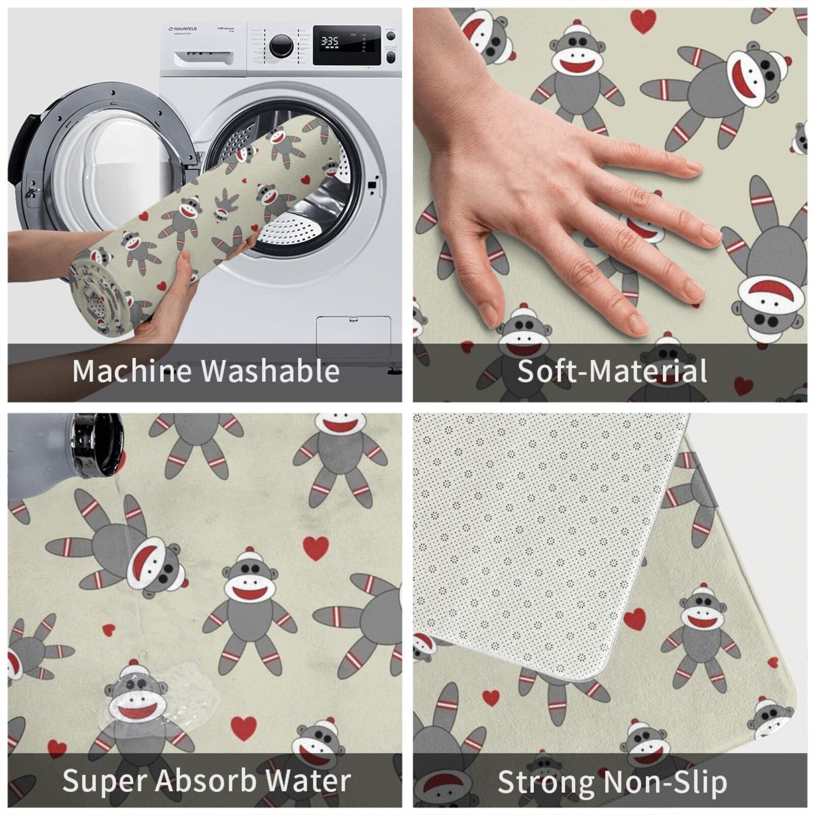 Cute Sock Monkey Carpet Mat Ru - Kids Quirky Toys recensione e prezzo