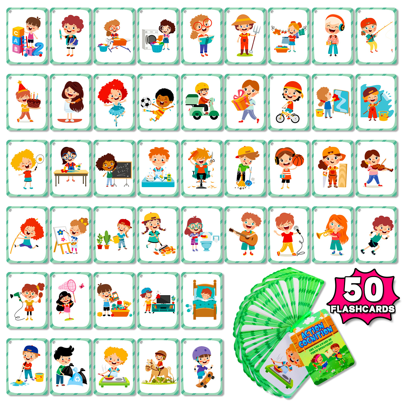 50Pcs/Set Cognition Learning C - Educational Flash Card recensione e prezzo